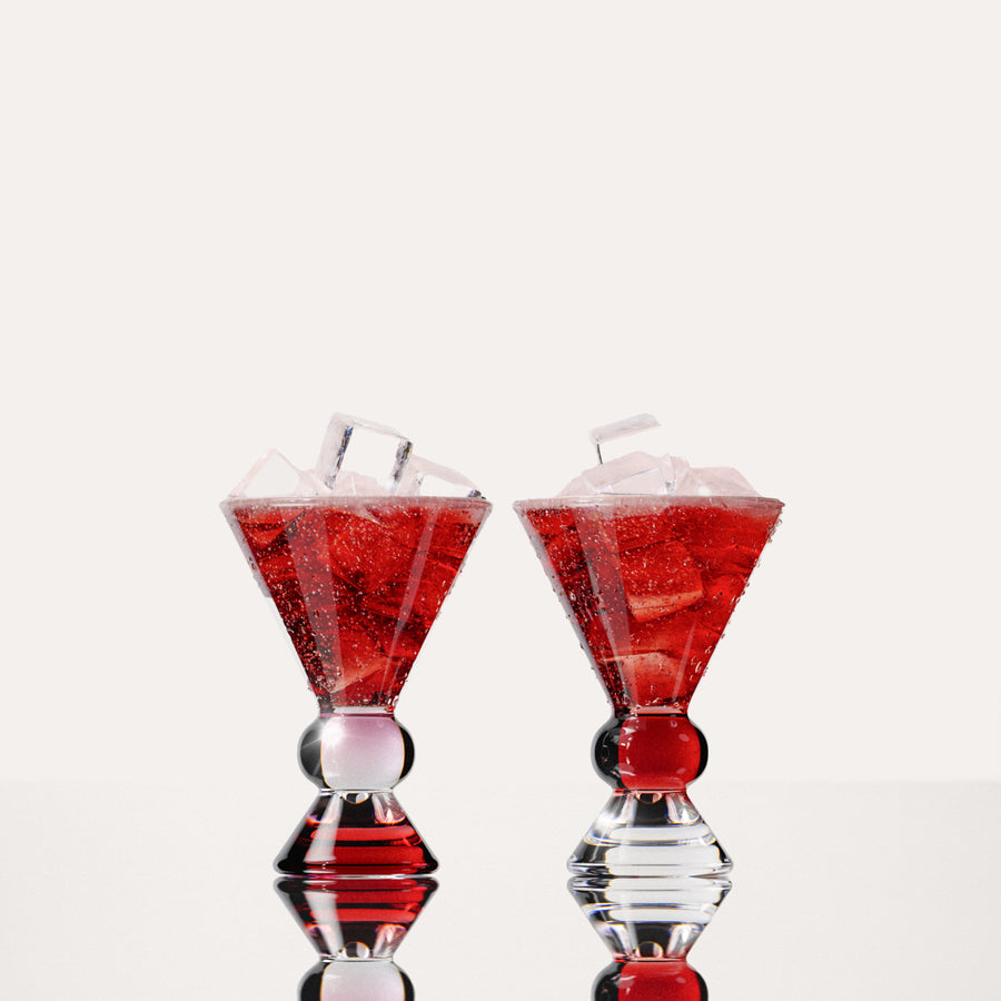 Plum martini set of two glasses